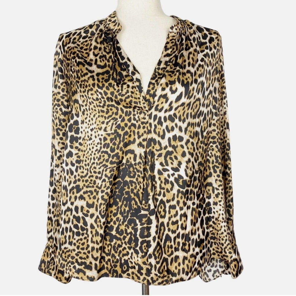 Zadig & Voltaire Tink Satin Leopard Print Blouse - Black and Brown